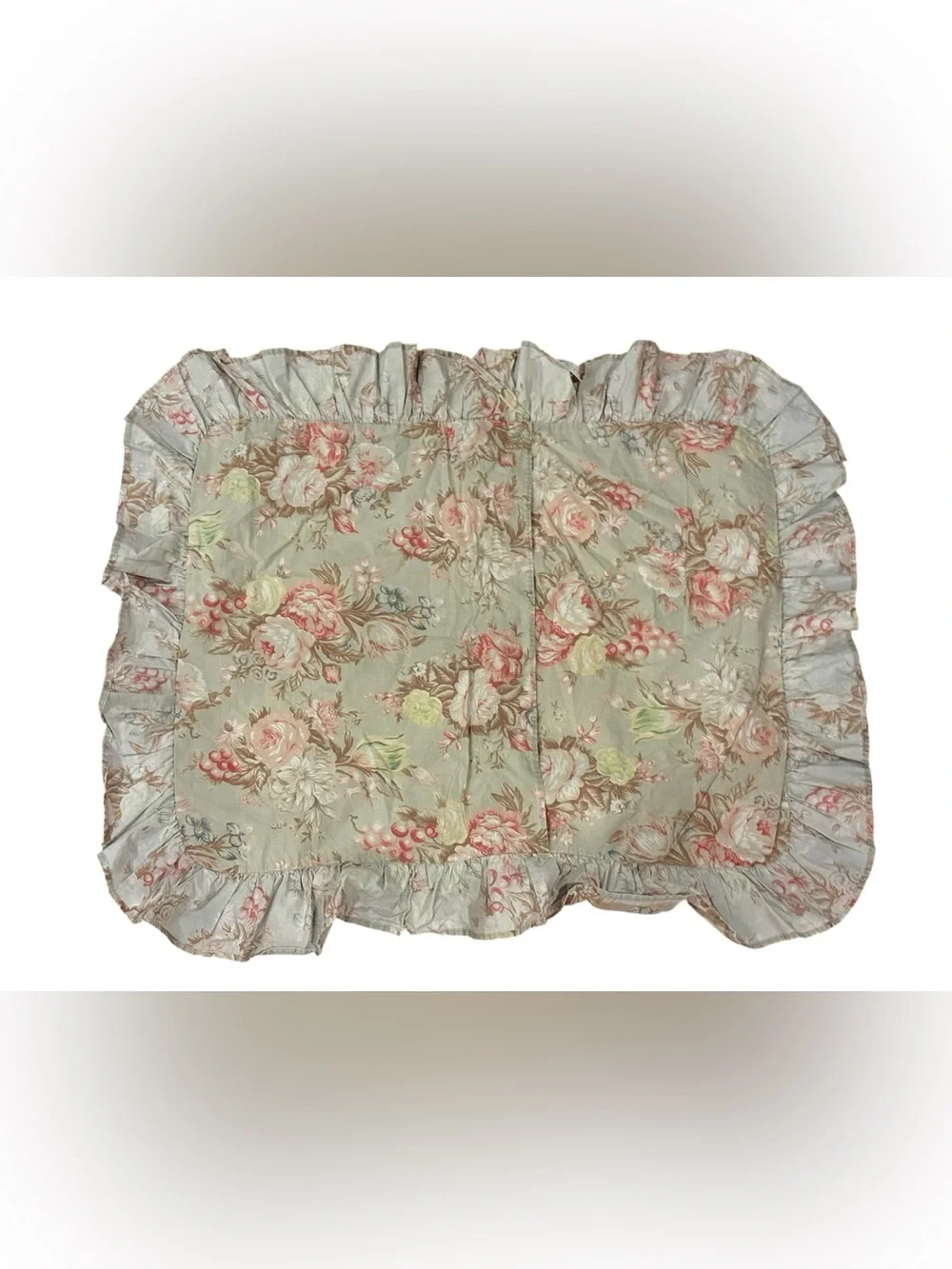 VTG Ralph Lauren floral pillow sham ruffle blue label green